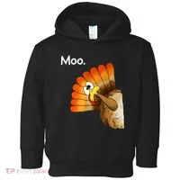 Turkey Moo Cow Funny Thanksgiving Toddler Hoodie thumb 0