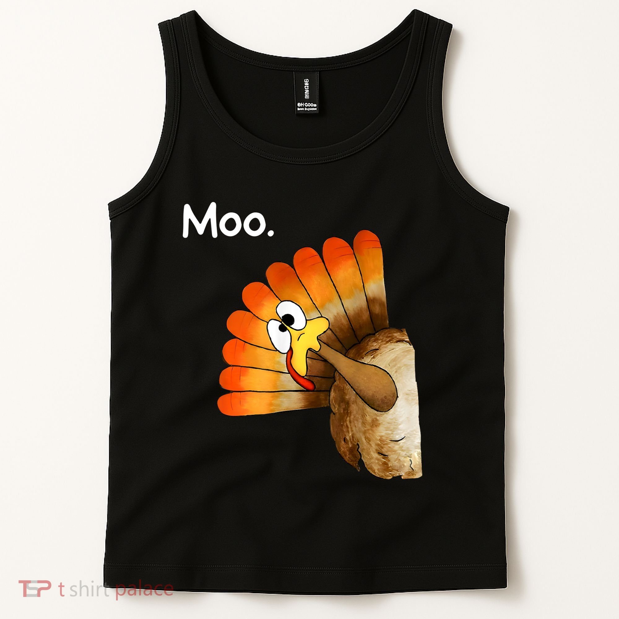 Turkey Moo Cow Funny Thanksgiving Tank Top