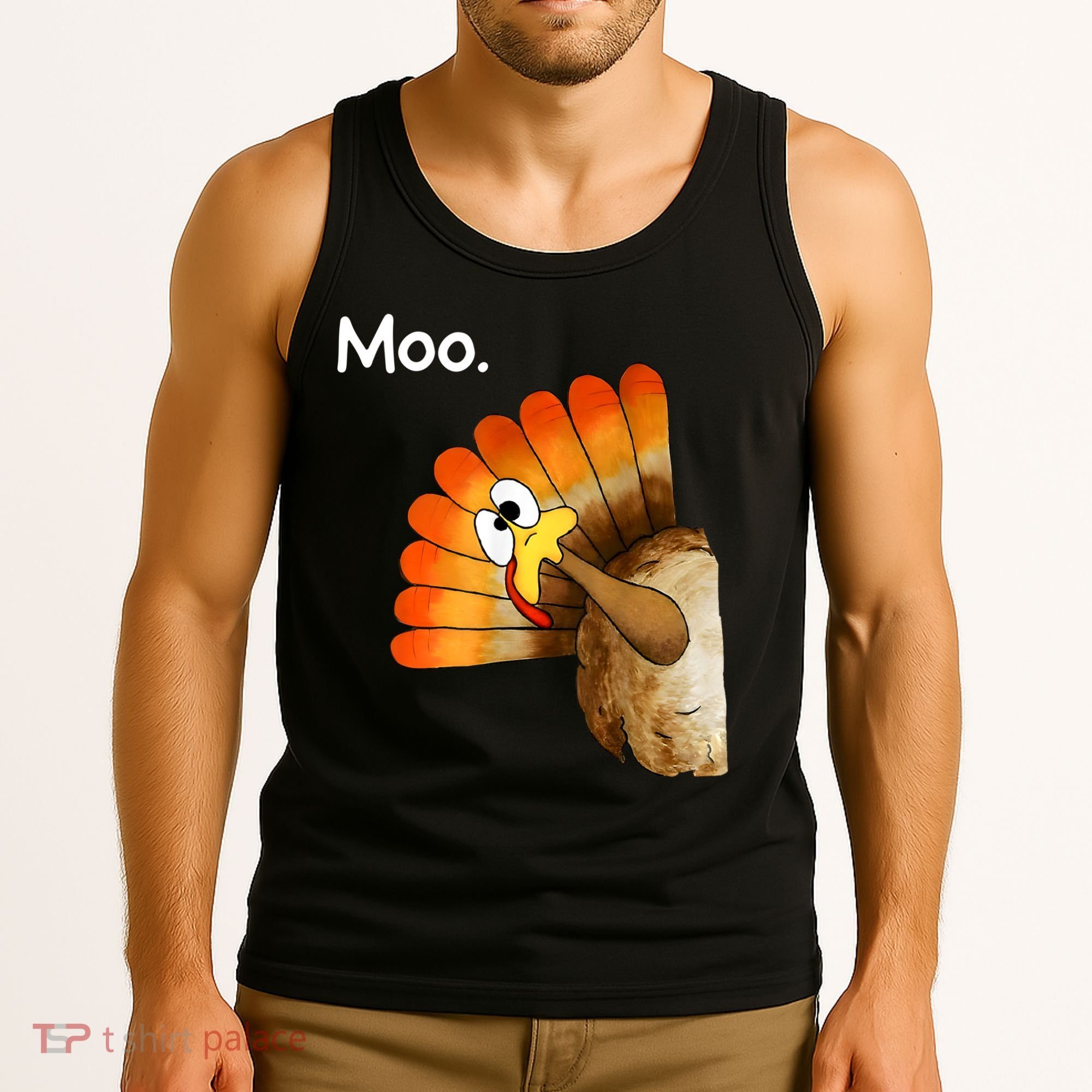 Turkey Moo Cow Funny Thanksgiving Tank Top
