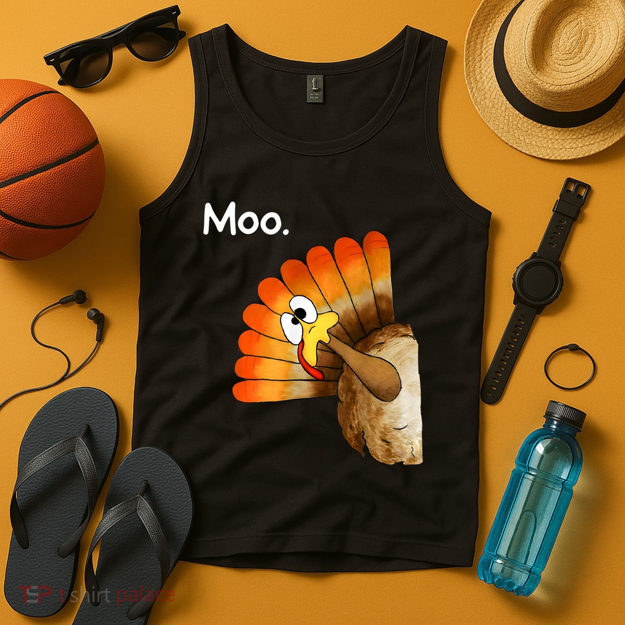 Turkey Moo Cow Funny Thanksgiving Tank Top