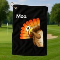 Turkey Moo Cow Funny Thanksgiving Golf Towel thumb 1