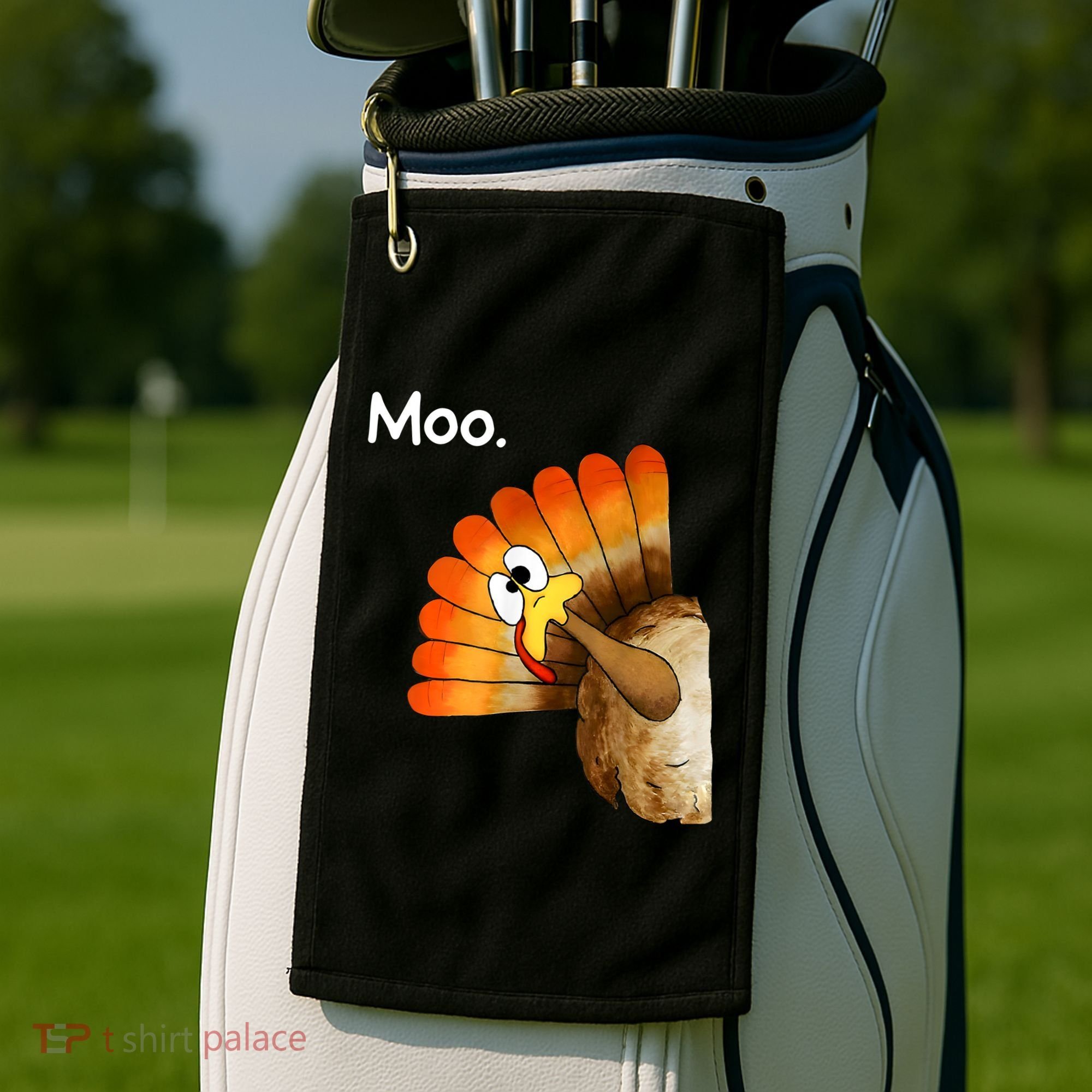 Turkey Moo Cow Funny Thanksgiving Golf Towel