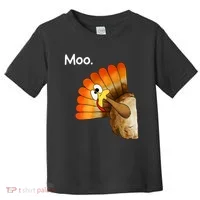 Turkey Moo Cow Funny Thanksgiving Toddler T-Shirt thumb 0