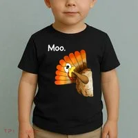 Turkey Moo Cow Funny Thanksgiving Toddler T-Shirt thumb 2