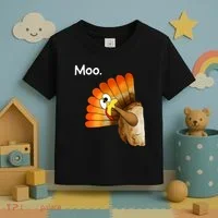 Turkey Moo Cow Funny Thanksgiving Toddler T-Shirt thumb 3