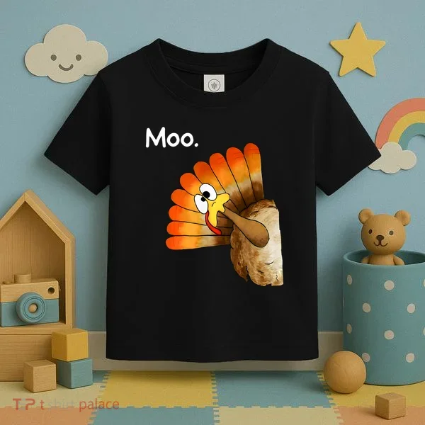 Turkey Moo Cow Funny Thanksgiving Toddler T-Shirt