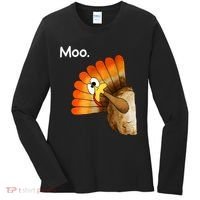 Turkey Moo Cow Funny Thanksgiving Women's Long Sleeve Shirt thumb 0