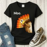 Turkey Moo Cow Funny Thanksgiving Women's T-Shirt thumb 3