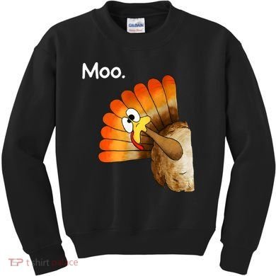 Turkey Moo Cow Funny Thanksgiving Kids Sweatshirt