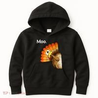 Turkey Moo Cow Funny Thanksgiving Kids Hoodie thumb 0
