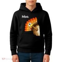 Turkey Moo Cow Funny Thanksgiving Kids Hoodie thumb 4