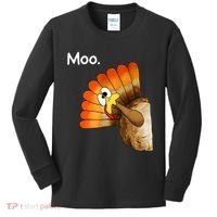Turkey Moo Cow Funny Thanksgiving Kids Long Sleeve Shirt thumb 0