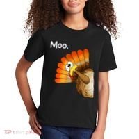 Turkey Moo Cow Funny Thanksgiving Kids T-Shirt thumb 2