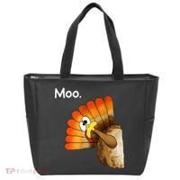 Turkey Moo Cow Funny Thanksgiving Tote Bag thumb 0