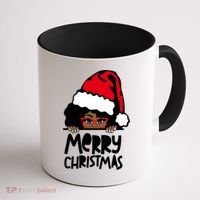 That Melanin Christmas Mrs Claus Santa Black Peeking Claus Gift Coffee Mug thumb 1