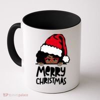 That Melanin Christmas Mrs Claus Santa Black Peeking Claus Gift Coffee Mug thumb 0