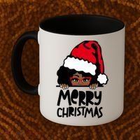 That Melanin Christmas Mrs Claus Santa Black Peeking Claus Gift Coffee Mug thumb 2
