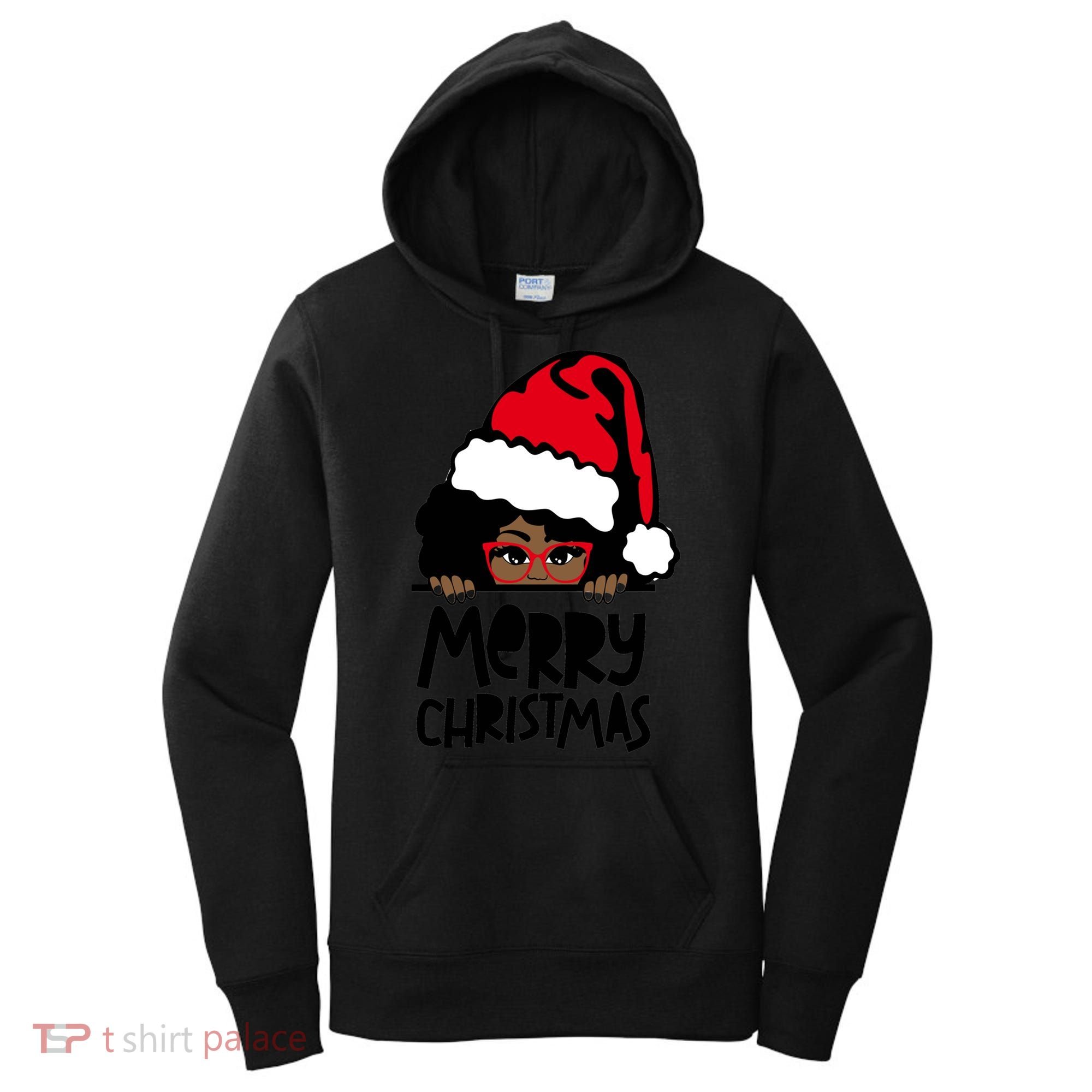 That Melanin Christmas Mrs Claus Santa Black Peeking Claus Gift Women's Hoodie