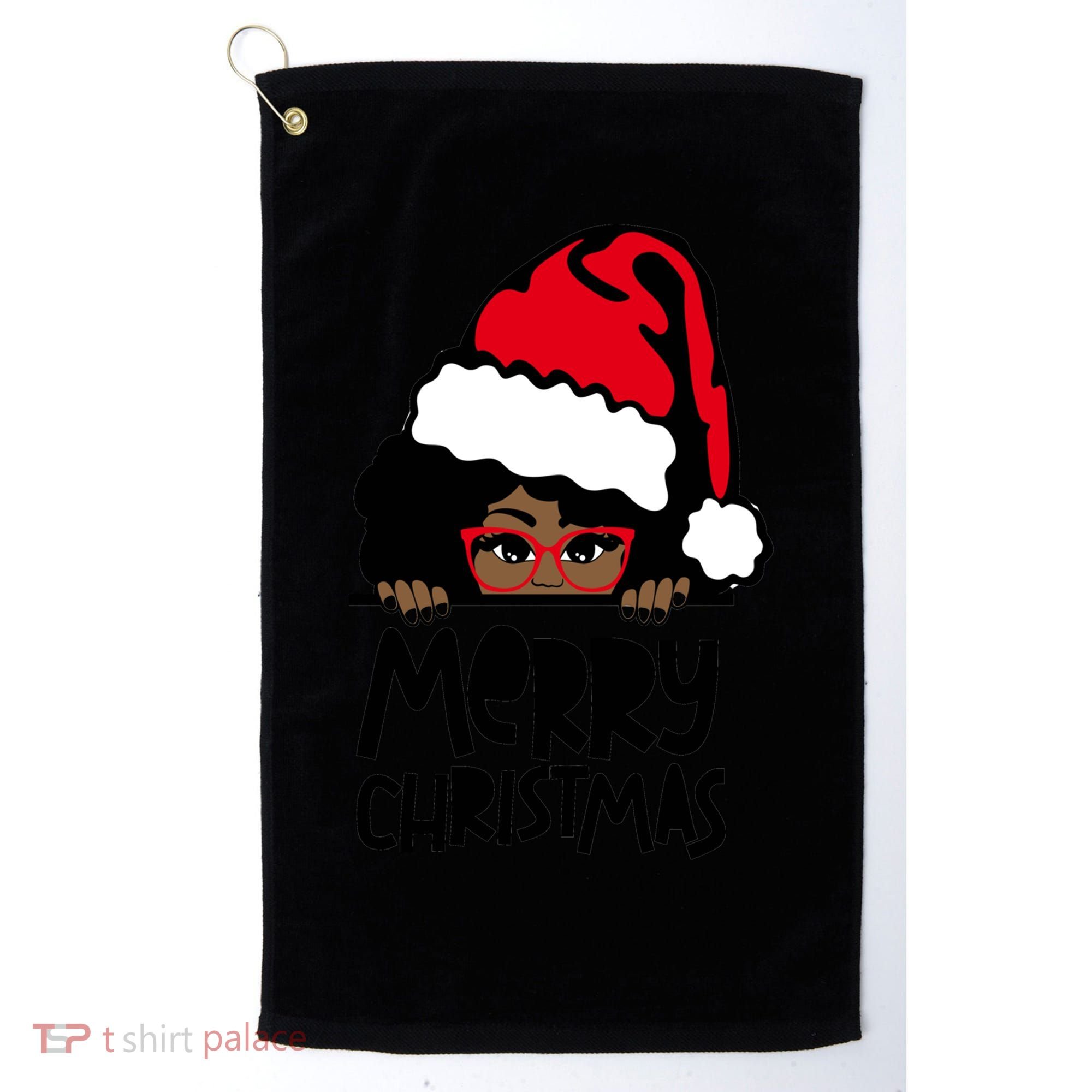 That Melanin Christmas Mrs Claus Santa Black Peeking Claus Gift Golf Towel
