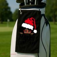 That Melanin Christmas Mrs Claus Santa Black Peeking Claus Gift Golf Towel thumb 2