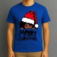 That Melanin Christmas Mrs Claus Santa Black Peeking Claus Gift T-Shirt thumb 3