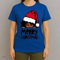 That Melanin Christmas Mrs Claus Santa Black Peeking Claus Gift T-Shirt thumb 4
