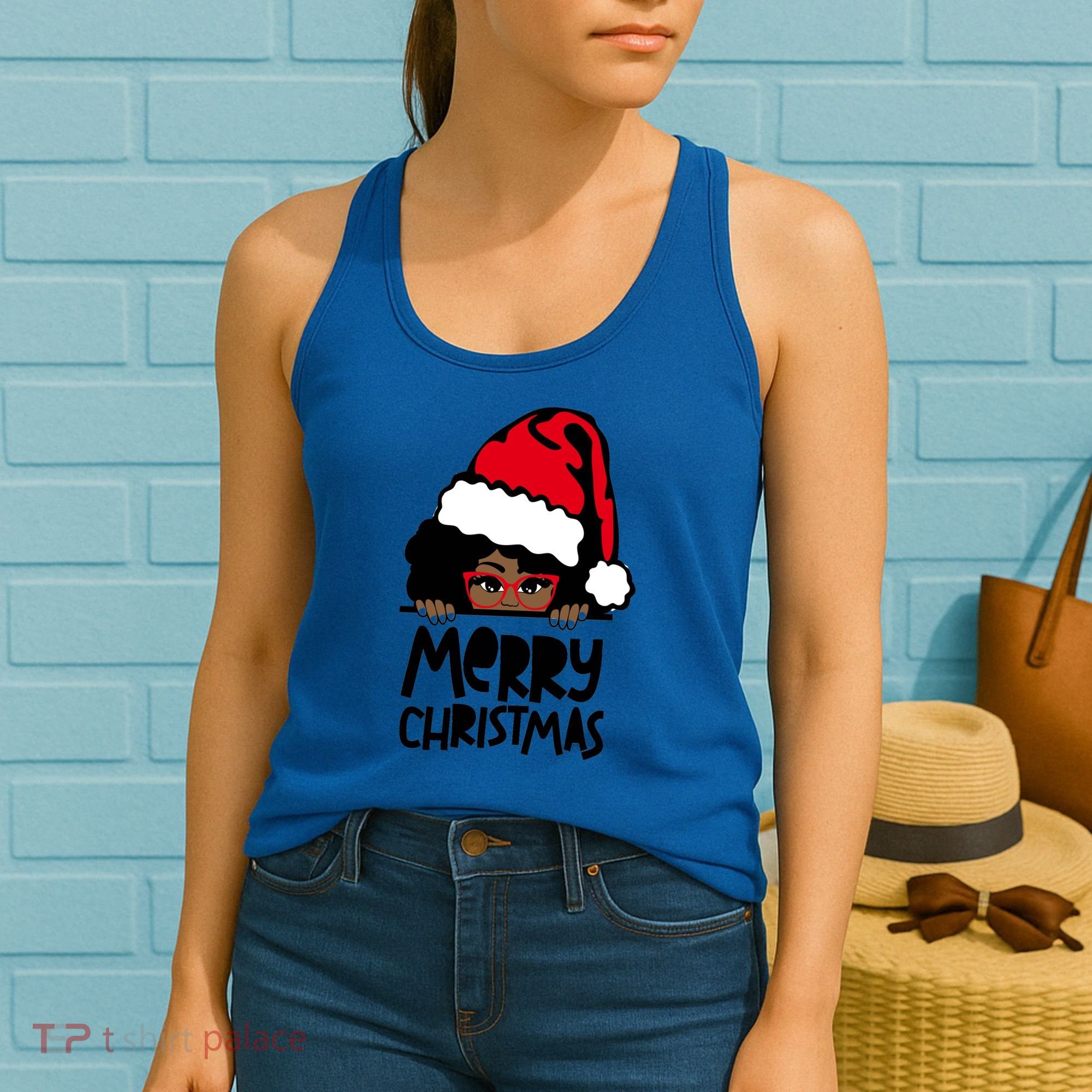 That Melanin Christmas Mrs Claus Santa Black Peeking Claus Gift Women's Tank Top