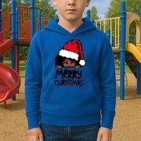 That Melanin Christmas Mrs Claus Santa Black Peeking Claus Gift Kids Hoodie thumb 2