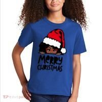That Melanin Christmas Mrs Claus Santa Black Peeking Claus Gift Kids T-Shirt thumb 2