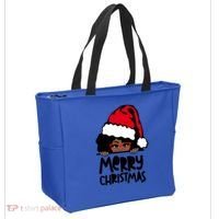 That Melanin Christmas Mrs Claus Santa Black Peeking Claus Gift Tote Bag thumb 2