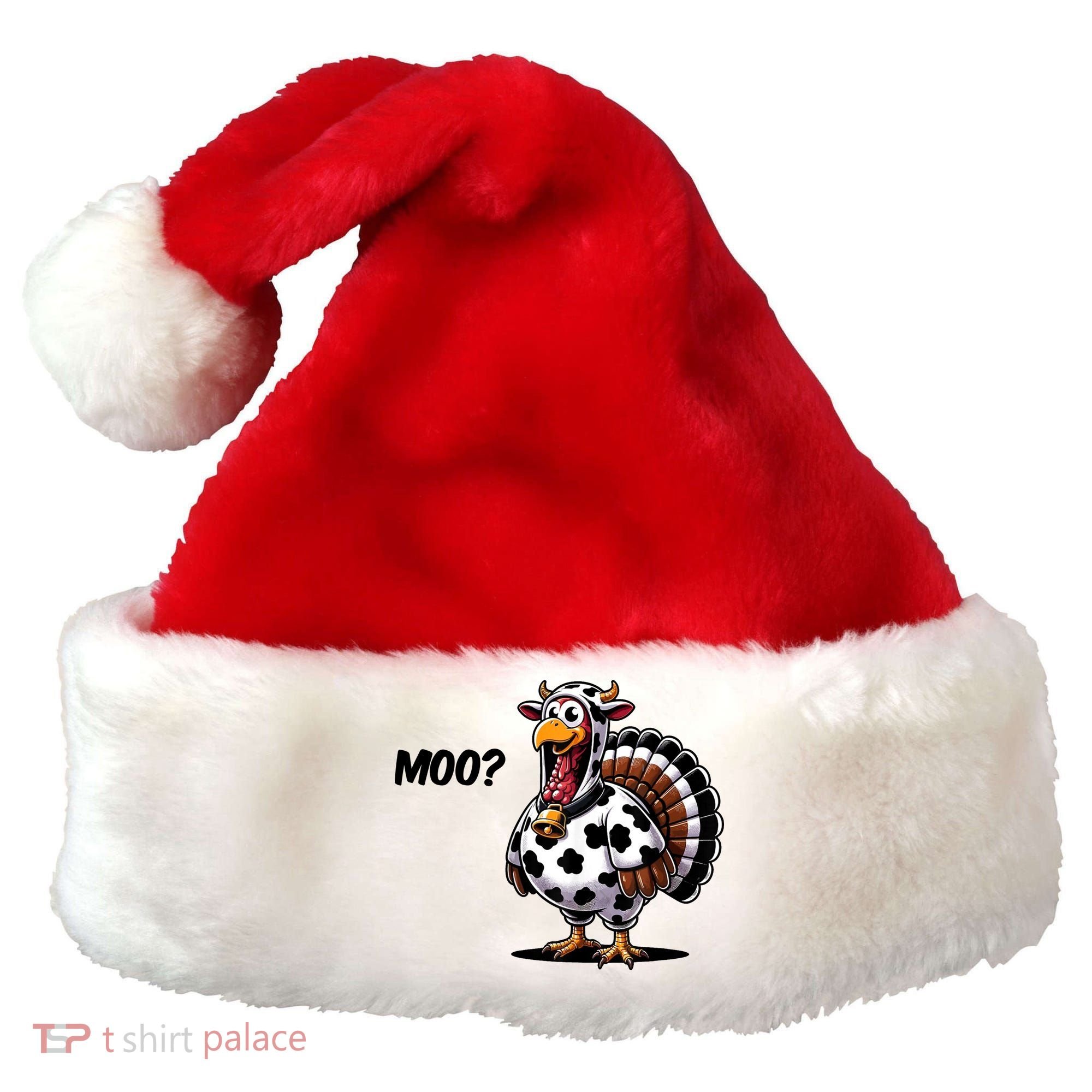 Turkey Moo Cow Funny Thanksgiving Santa Hat