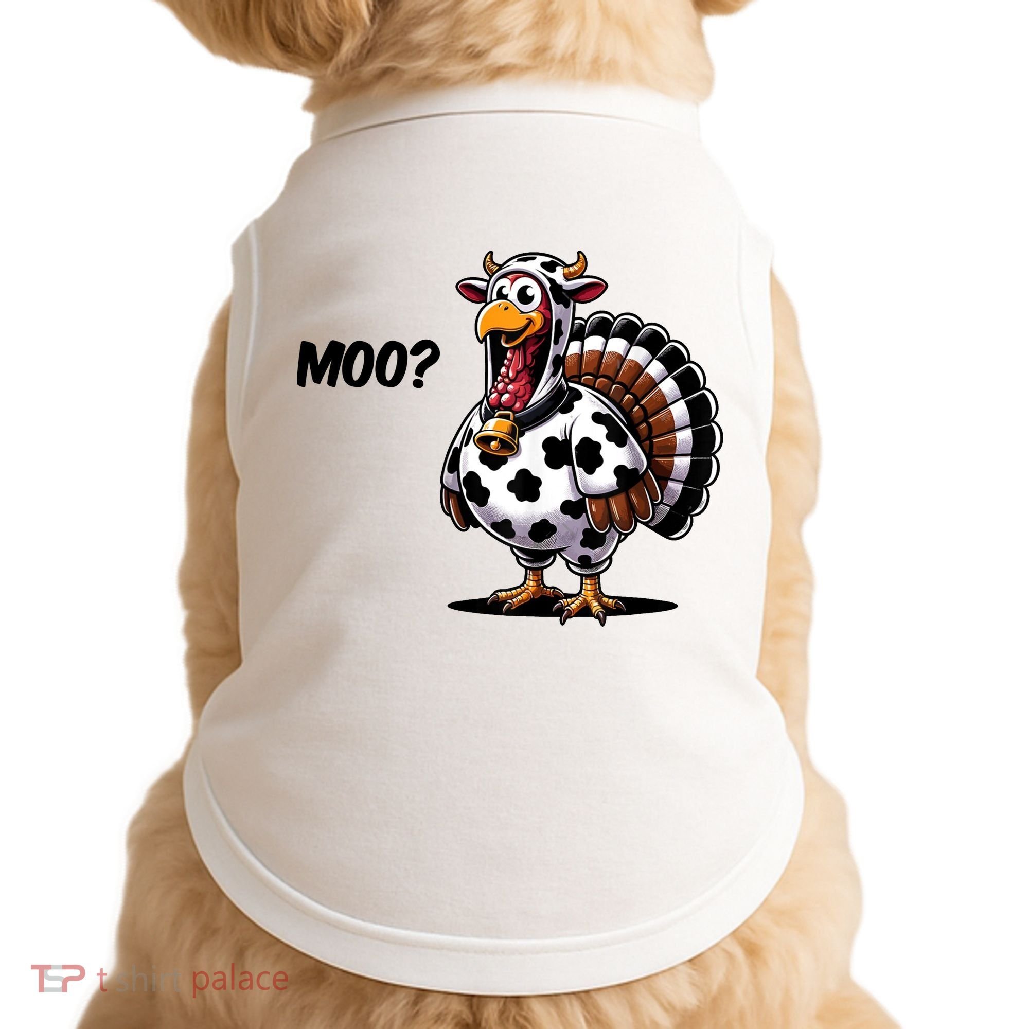 Turkey Moo Cow Funny Thanksgiving Doggie Tank