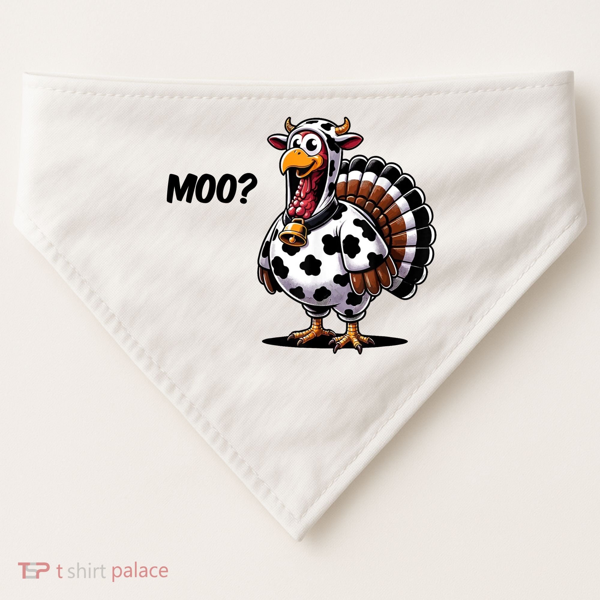 Turkey Moo Cow Funny Thanksgiving USA-Made Doggie Bandana