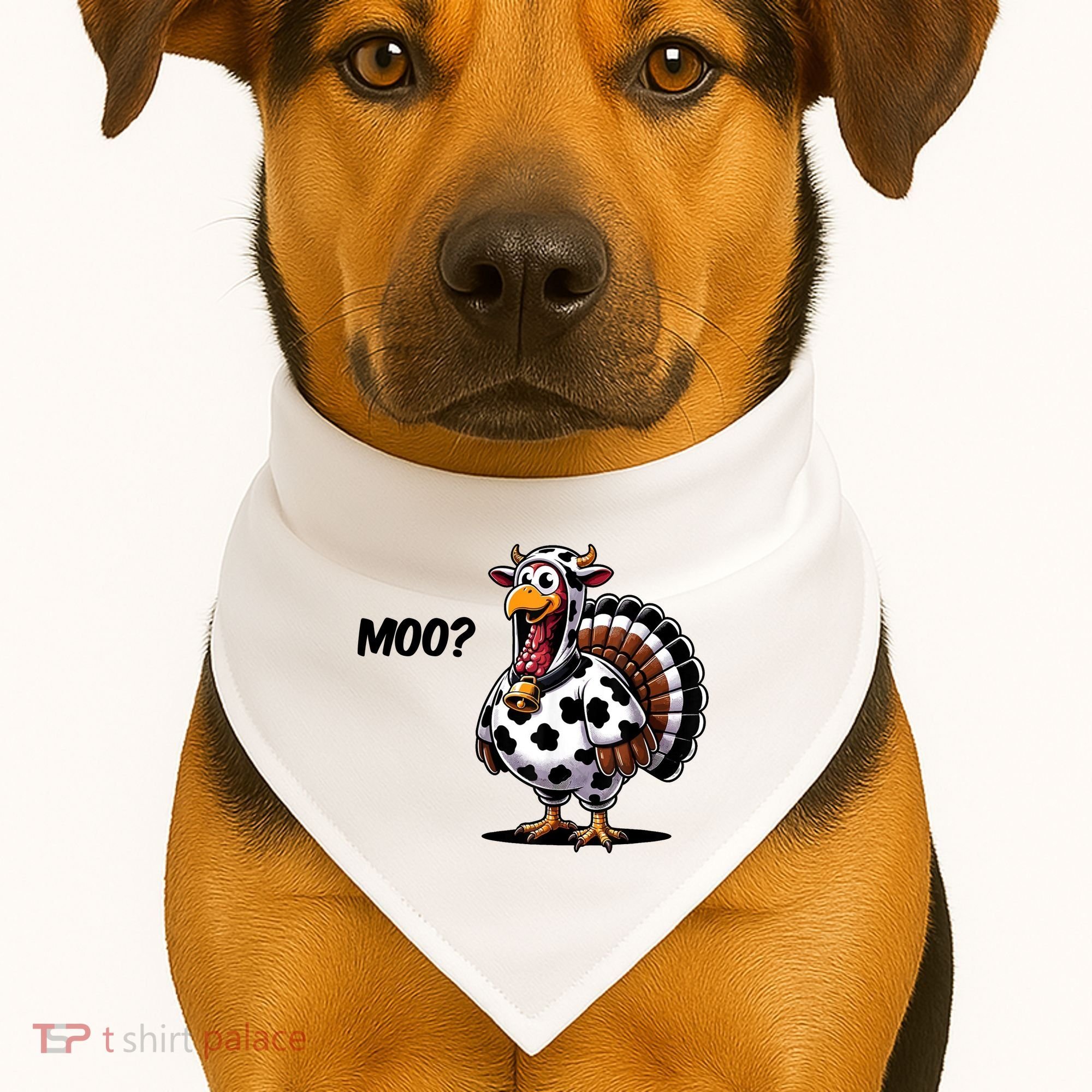 Turkey Moo Cow Funny Thanksgiving USA-Made Doggie Bandana