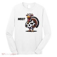 Turkey Moo Cow Funny Thanksgiving Long Sleeve Shirt thumb 0