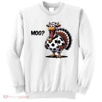 Turkey Moo Cow Funny Thanksgiving Sweatshirt thumb 0