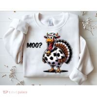 Turkey Moo Cow Funny Thanksgiving Sweatshirt thumb 2