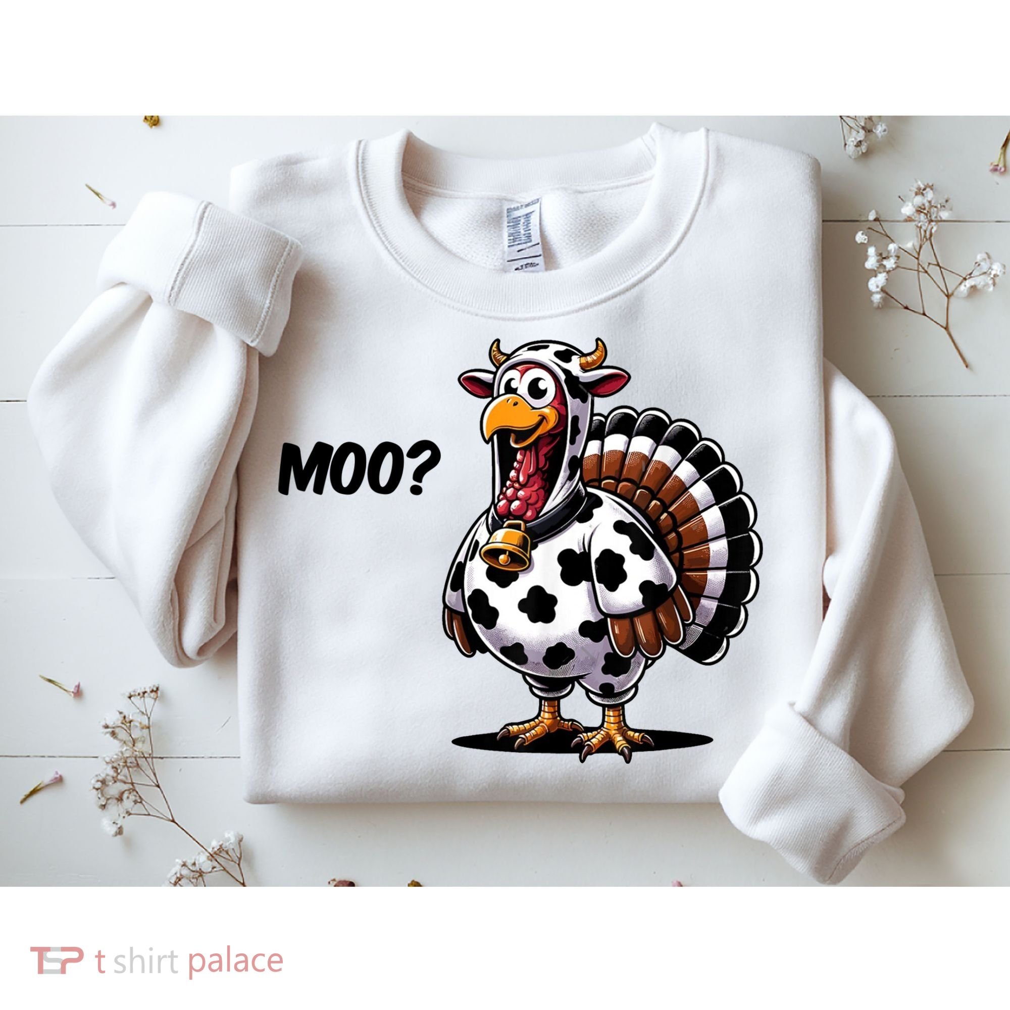 Turkey Moo Cow Funny Thanksgiving Sweatshirt