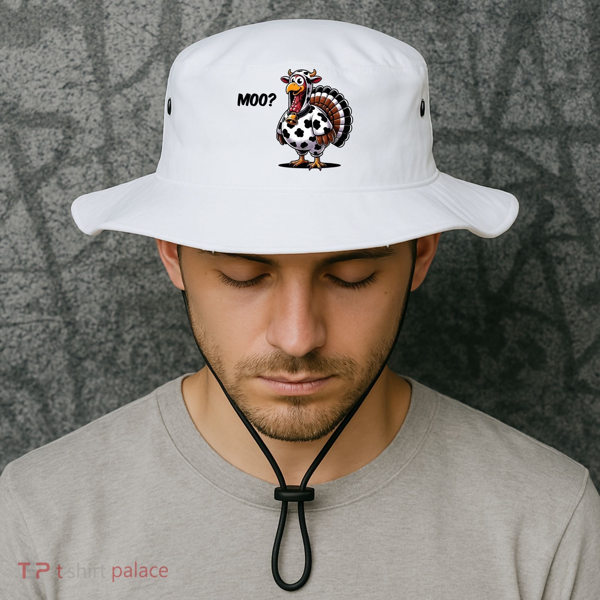 Turkey Moo Cow Funny Thanksgiving Bucket Hat