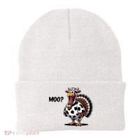 Turkey Moo Cow Funny Thanksgiving Beanie thumb 0