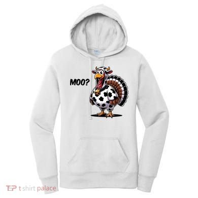 Turkey Moo Cow Funny Thanksgiving Women's Hoodie