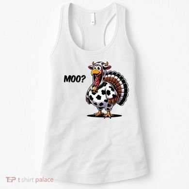 Turkey Moo Cow Funny Thanksgiving Women's Tank Top