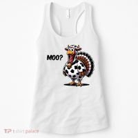 Turkey Moo Cow Funny Thanksgiving Women's Tank Top thumb 0