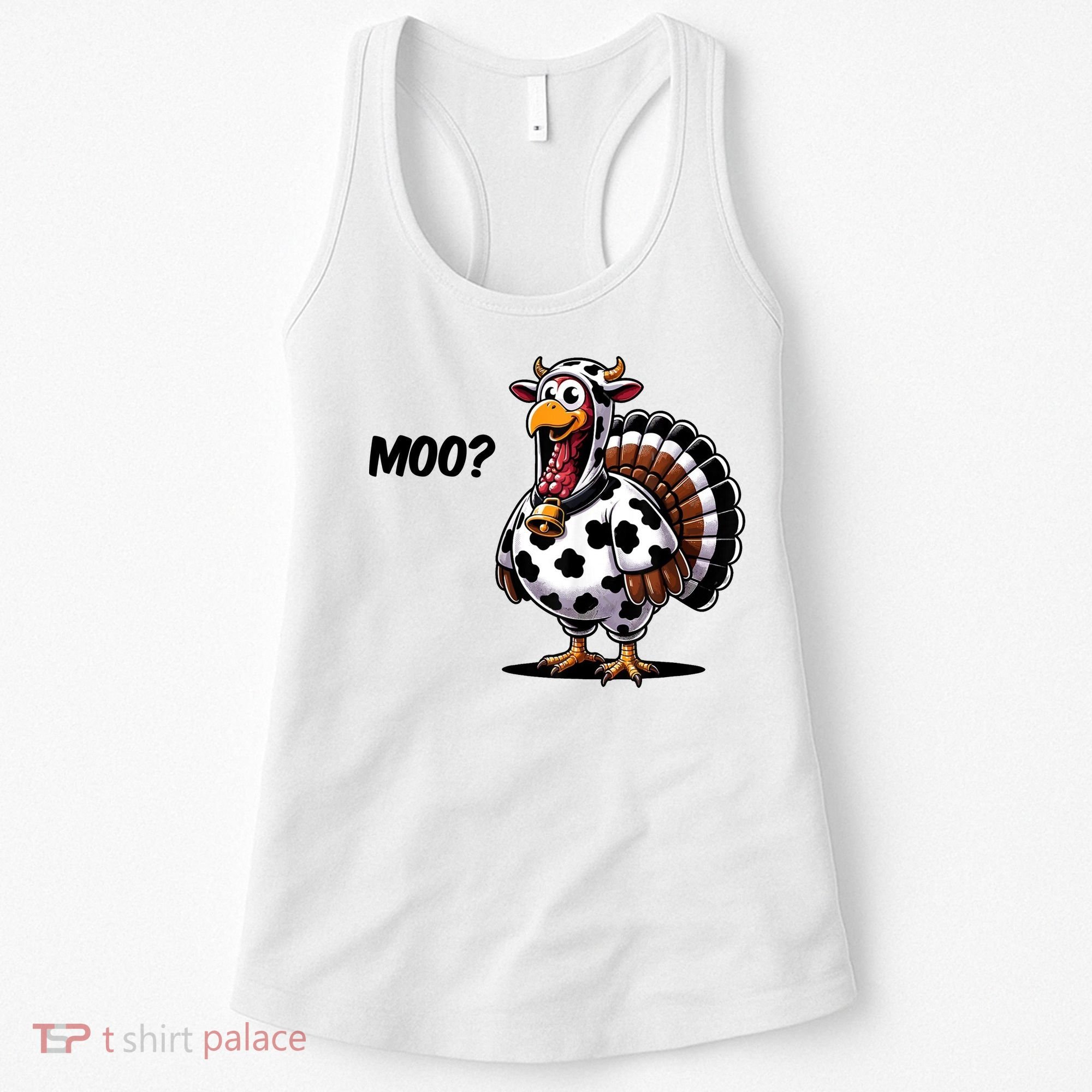 Turkey Moo Cow Funny Thanksgiving Women's Tank Top