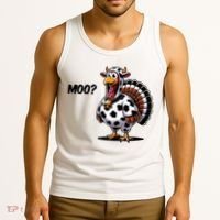 Turkey Moo Cow Funny Thanksgiving Tank Top thumb 3