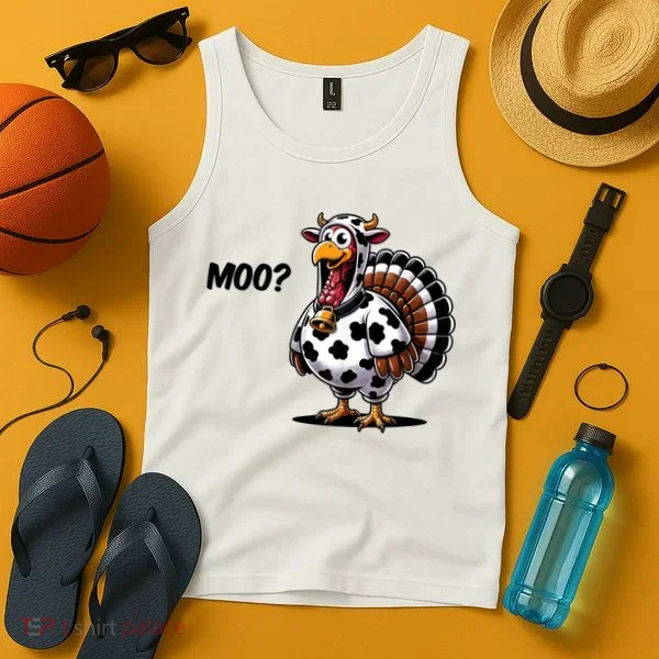 Turkey Moo Cow Funny Thanksgiving Tank Top