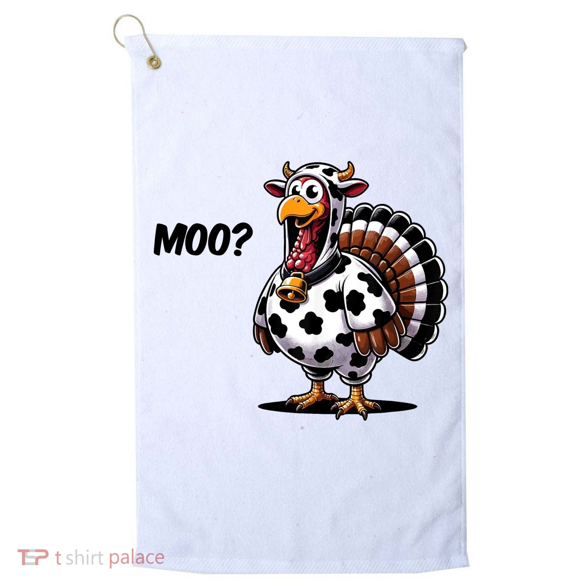 Turkey Moo Cow Funny Thanksgiving Golf Towel