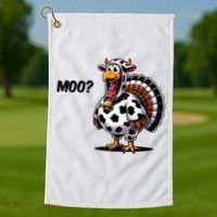 Turkey Moo Cow Funny Thanksgiving Golf Towel thumb 1