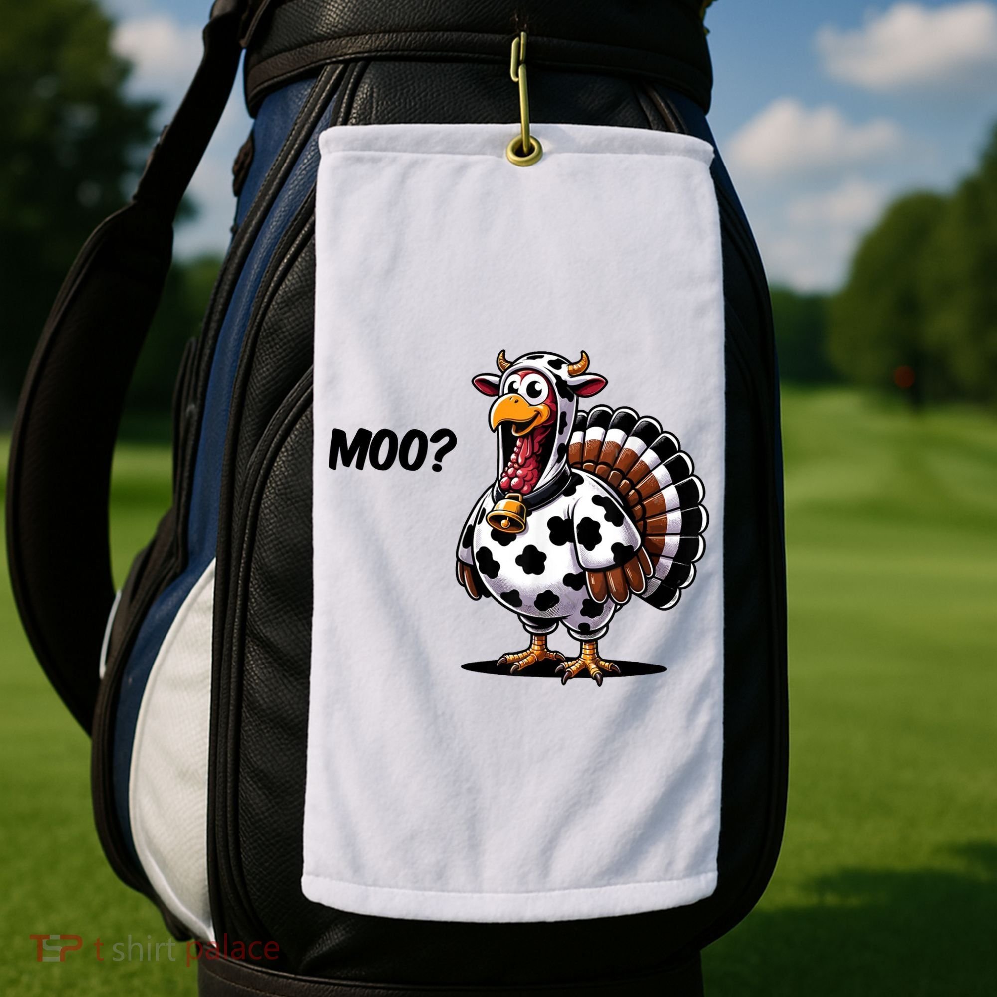 Turkey Moo Cow Funny Thanksgiving Golf Towel