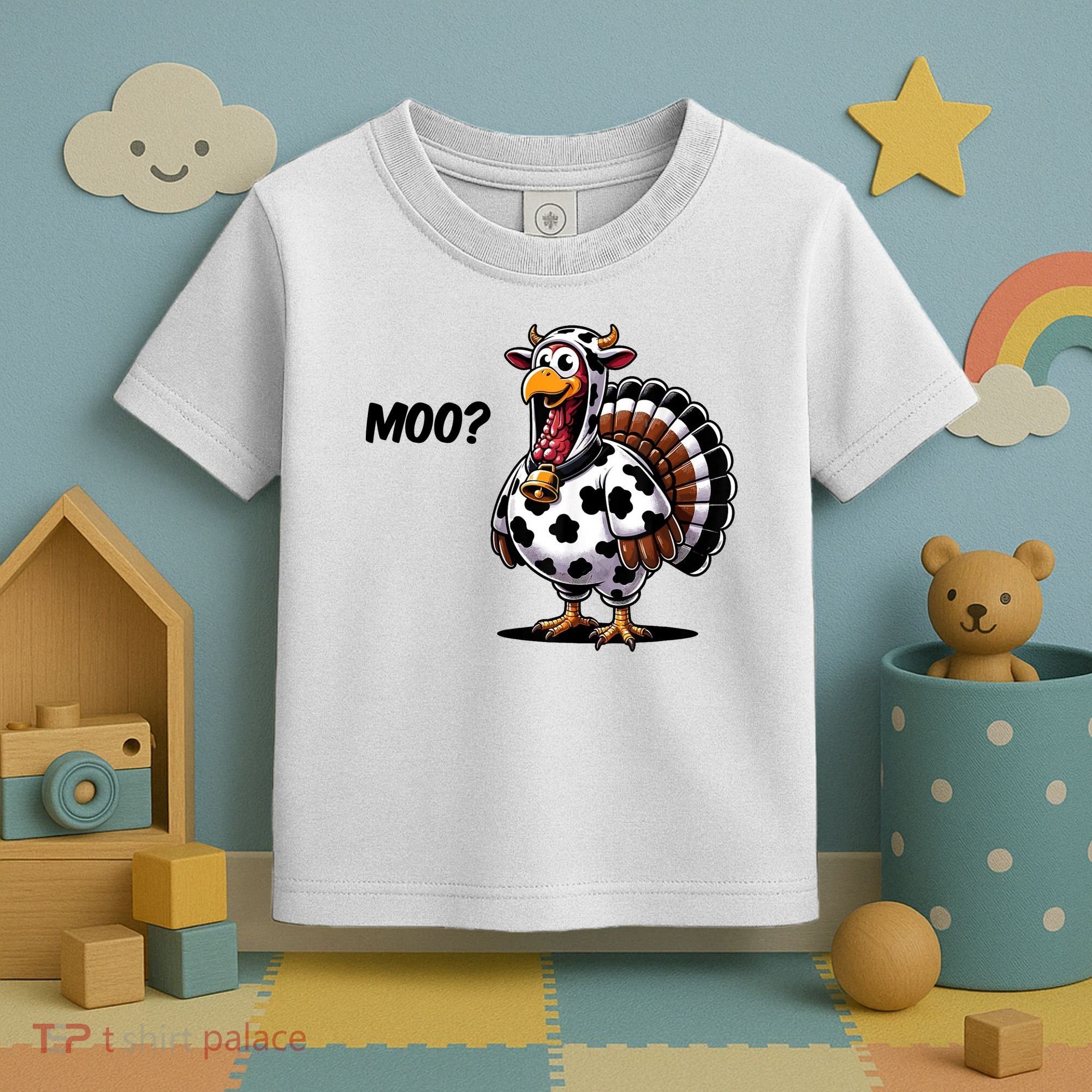 Turkey Moo Cow Funny Thanksgiving Toddler T-Shirt